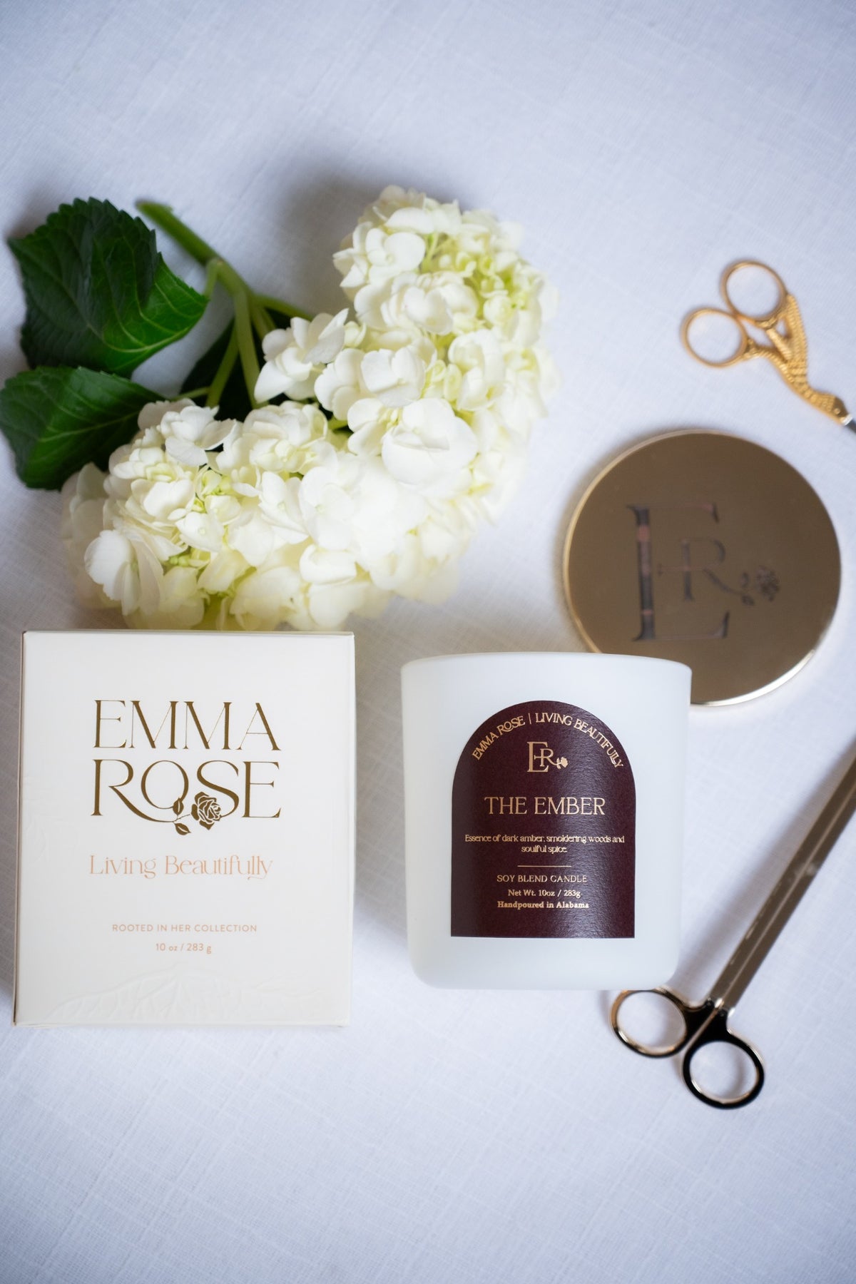 The Ember candle with Emma Rose gift box and engraved lid