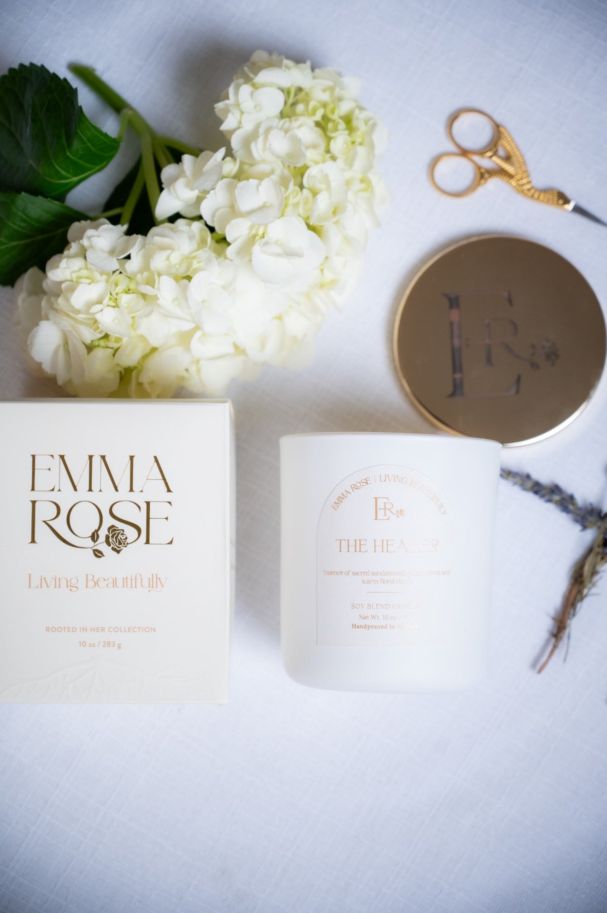 The Healer candle with Emma Rose gift box and engraved lid